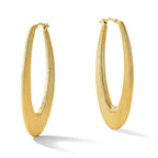 Sterling Silver Gold-Plated Brushed Oval Elongated Hoop Earrings for Women