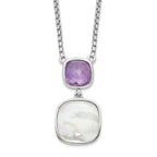 Sterling Silver Rhod-plated 3.68Amethyst/MOP w/2 in ext. Necklace