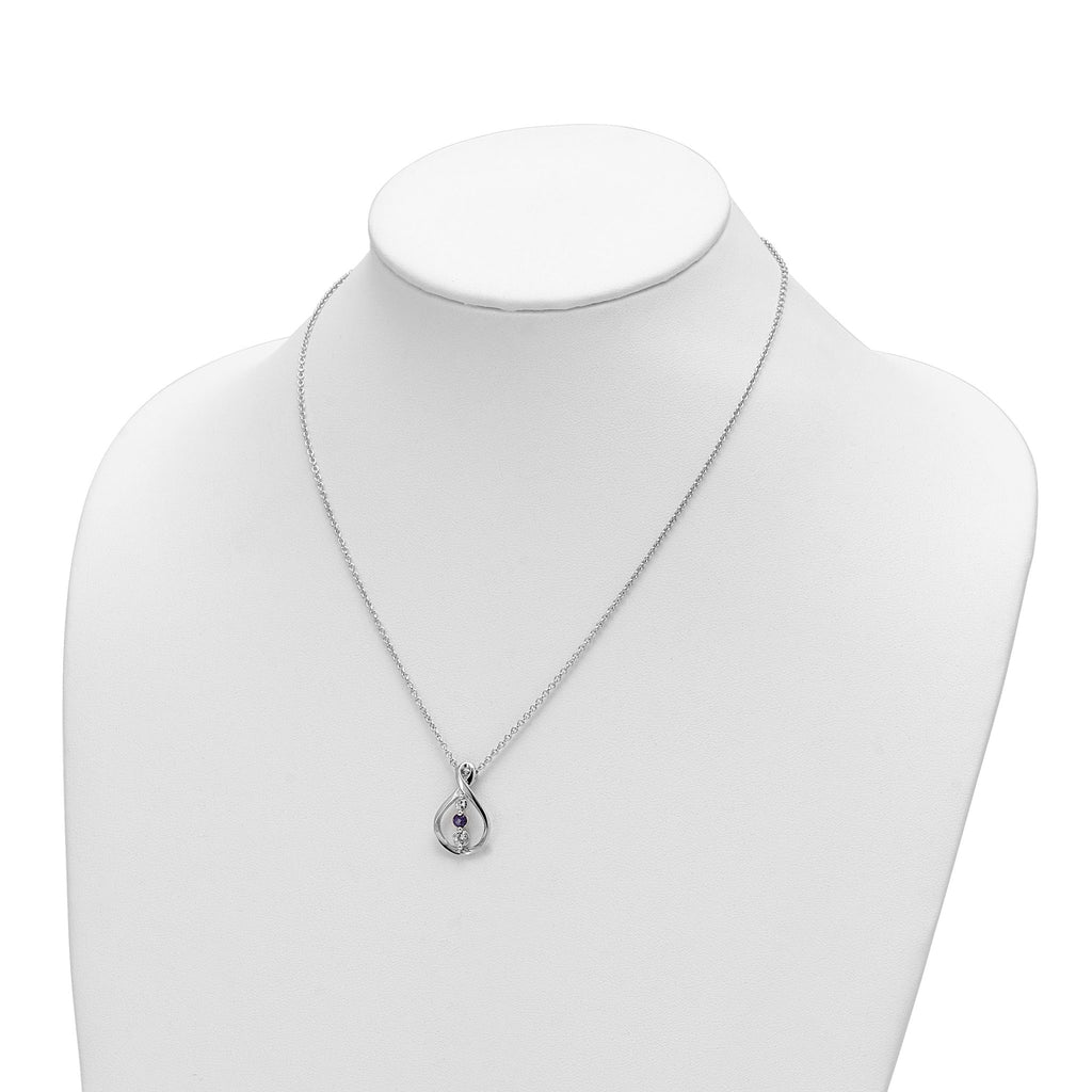 White & Purple Topaz Runzi Necklace in Sterling Silver