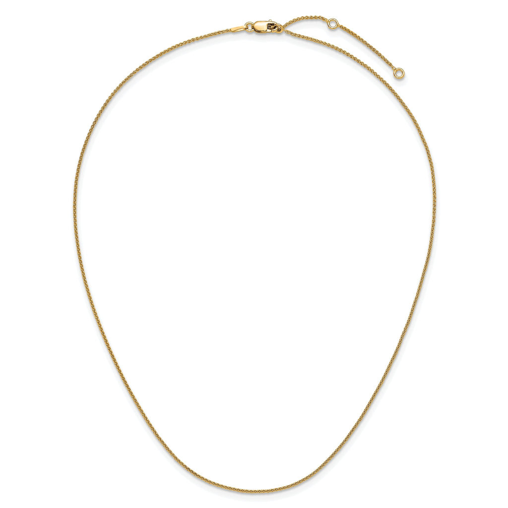 Sterling Silver Gold-plated 1mm Spiga 1in+1in Adjustable Chain