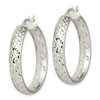 Sterling Silver 5mm Diamond-Cut Hoop Earrings with Brushed Satin Finish