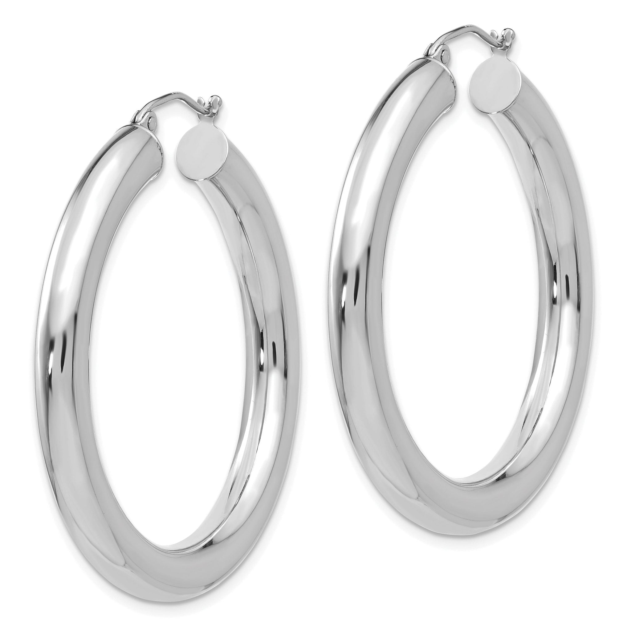 14k White Gold Polished 5mm Tube Hoop Earrings Secondary image