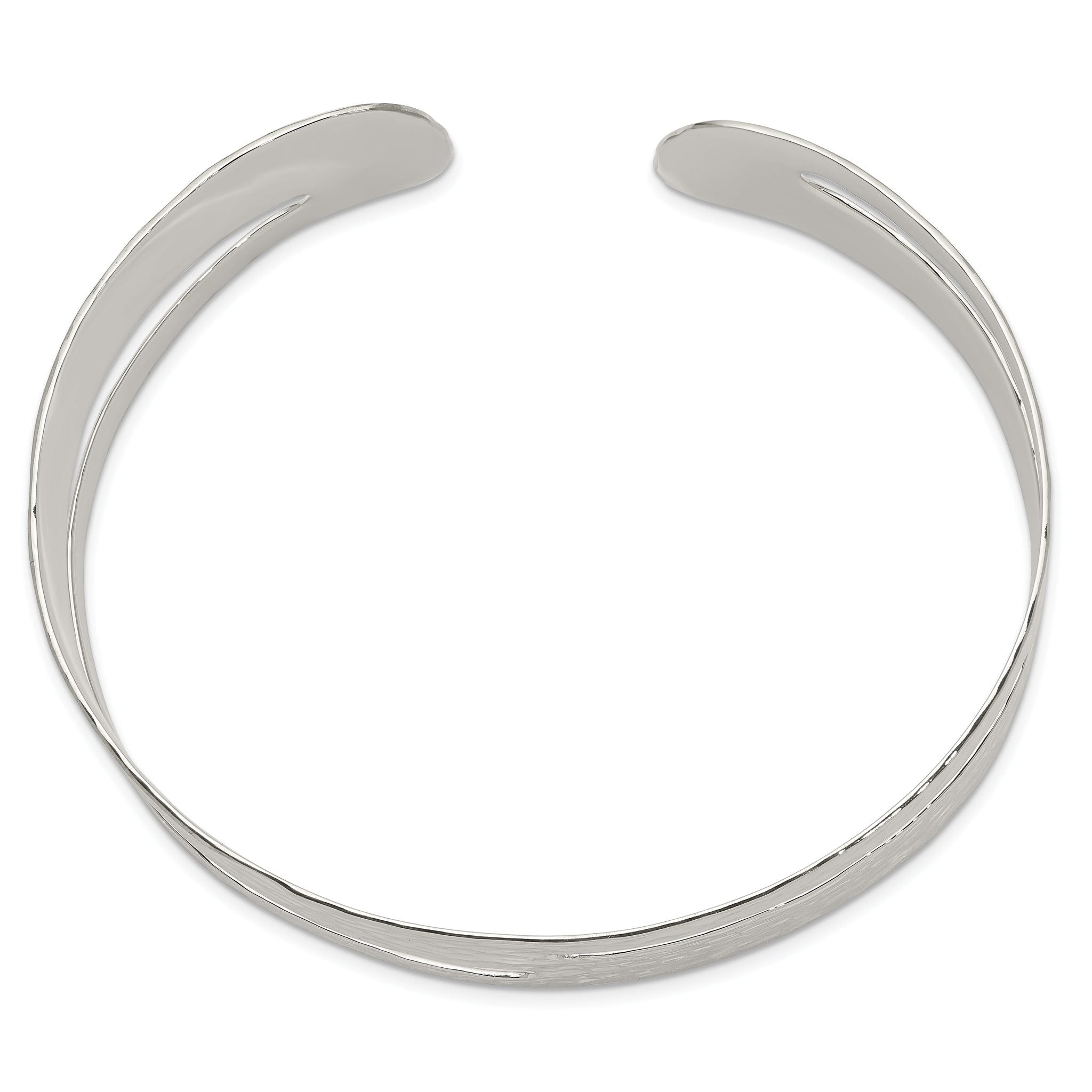Sophia Jewelers Sterling Silver Hammered Cuff Bangle with Polished Finish Secondary image
