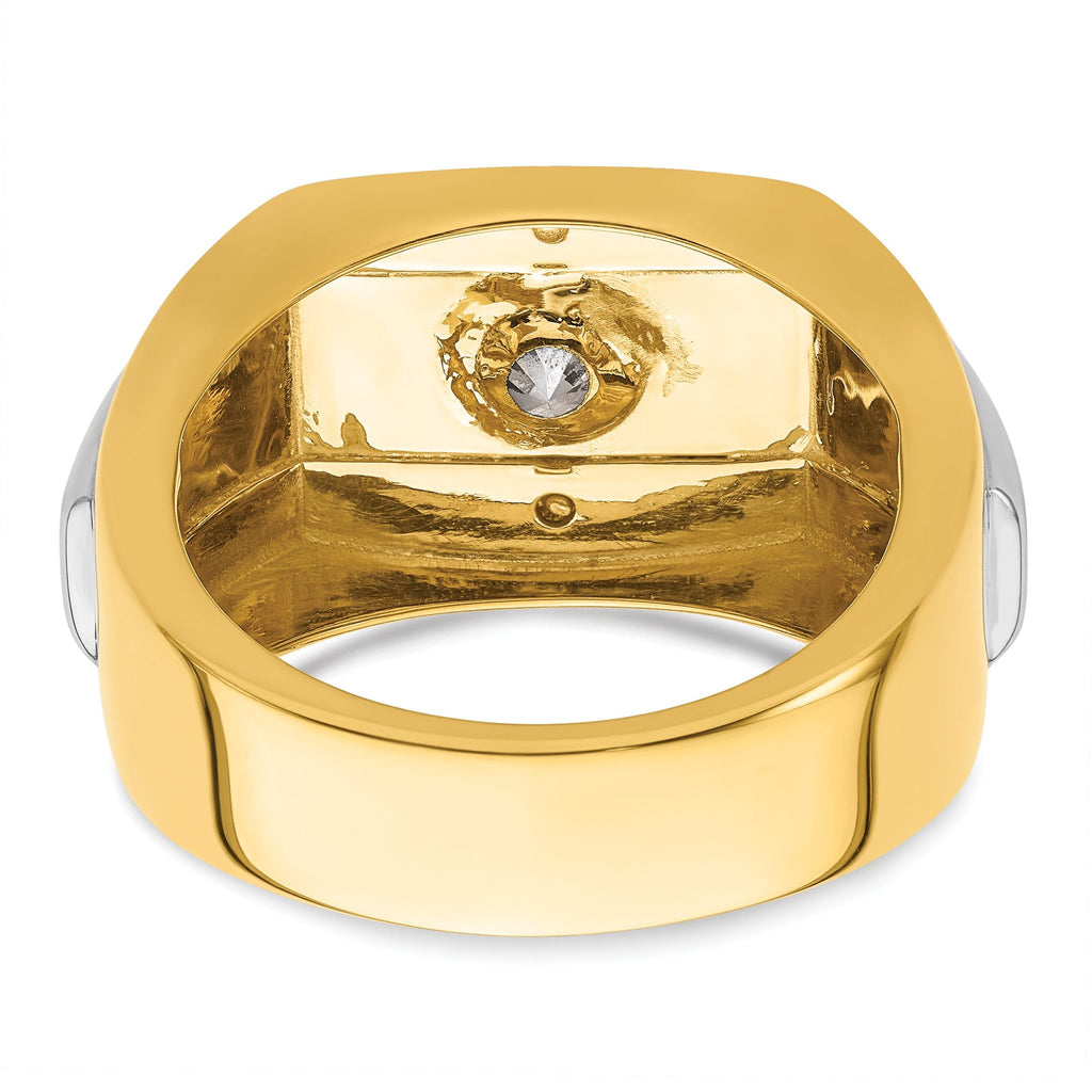 14k Two-tone Polished and Satin Men's Ring Mounting, Mounting Only