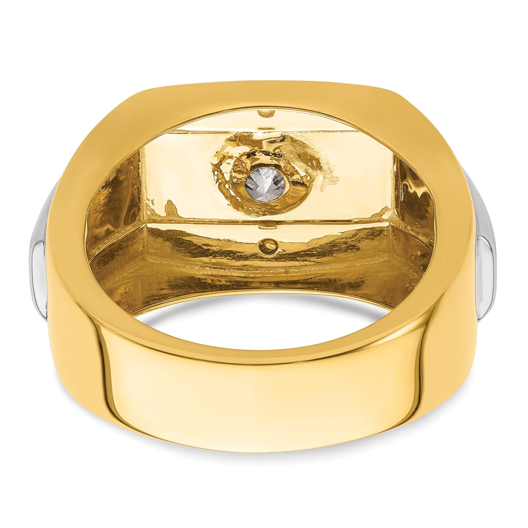 14k Two-tone Polished and Satin Men's Ring Mounting, Mounting Only