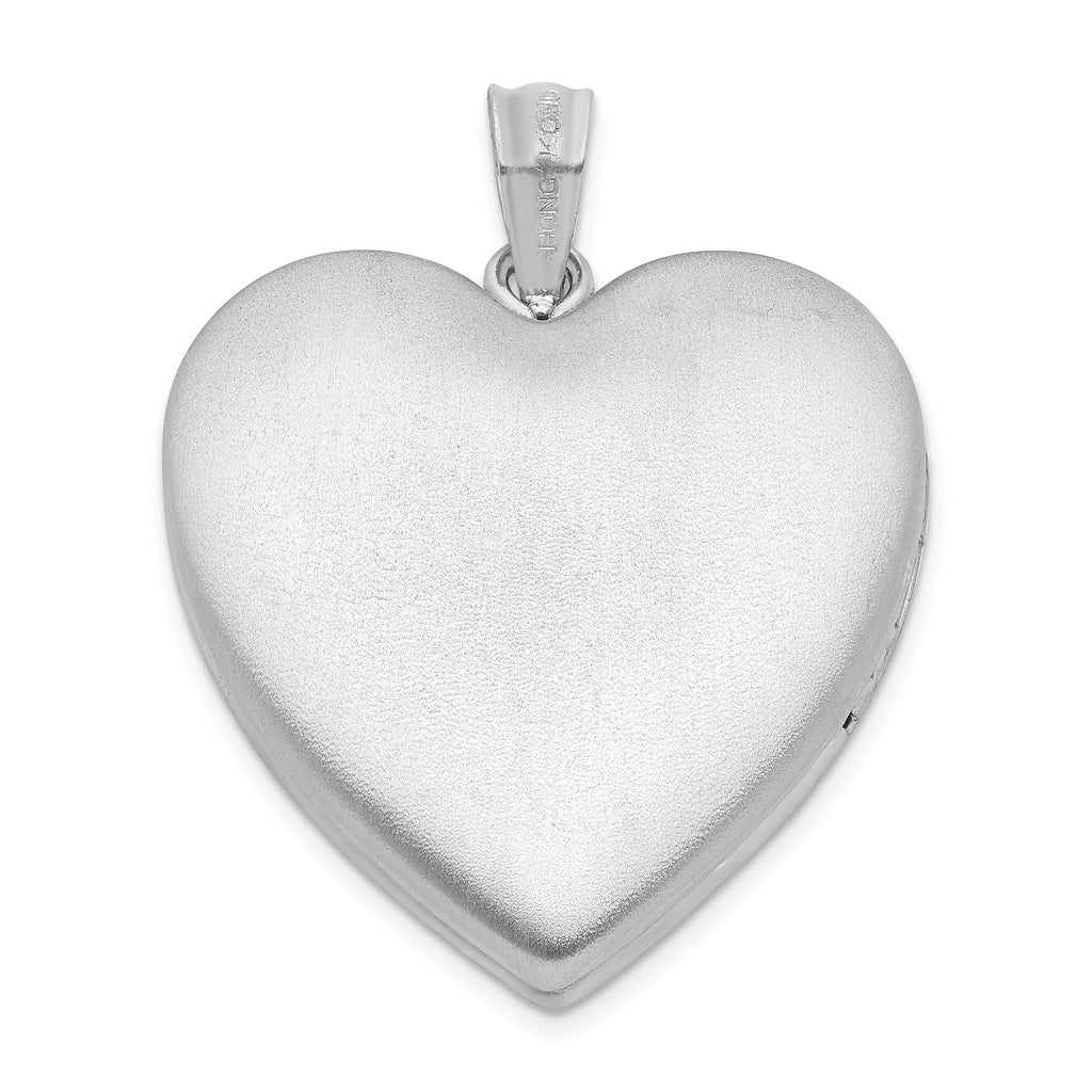 Sterling Silver Rhodium-plated 24mm Satin Enameled & Diamond Cut  Rose Locket