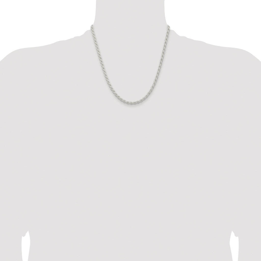 Sterling Silver Rhodium-plated 4.5mm Solid Rope Chain