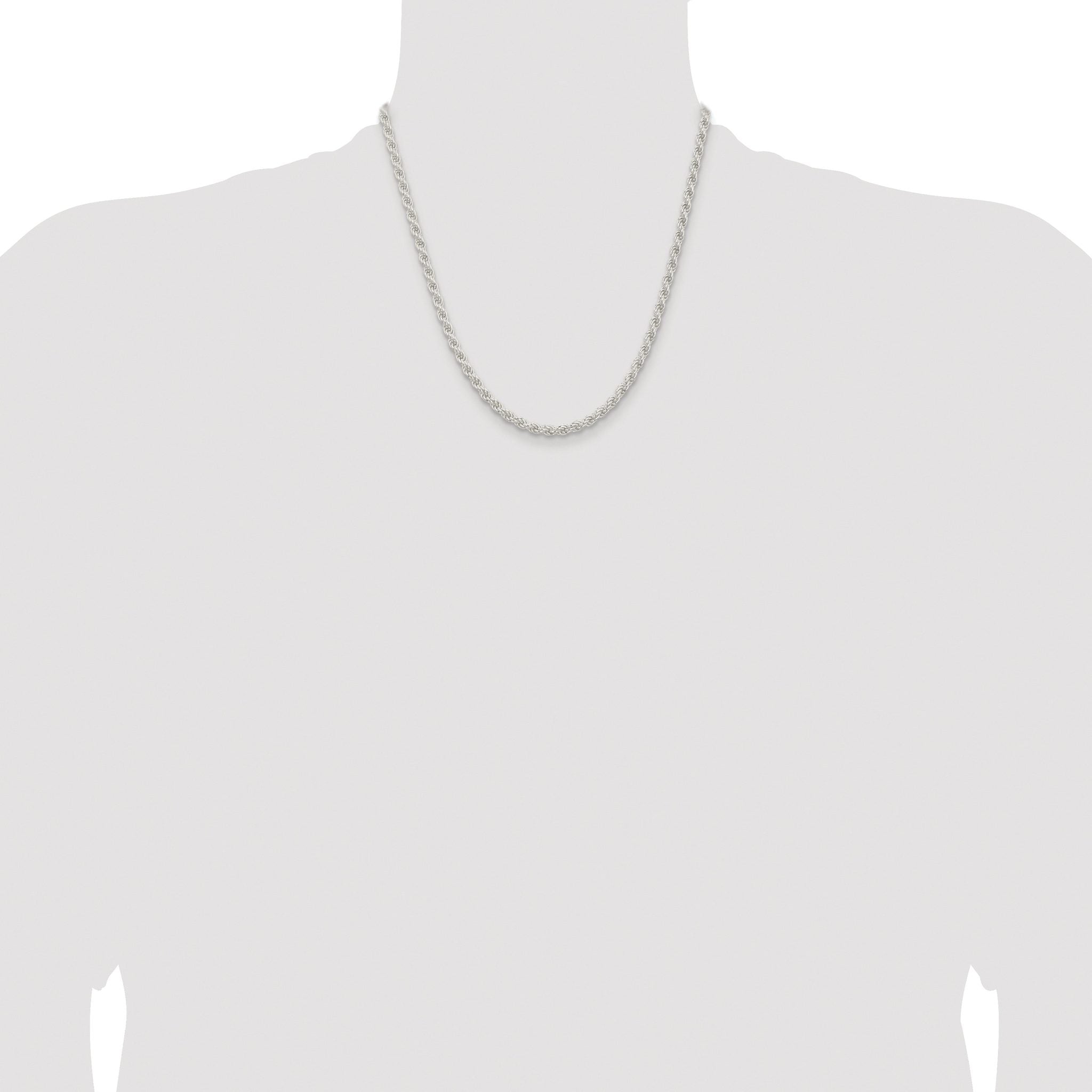 Sterling Silver Rhodium-plated 4.5mm Solid Rope Chain