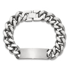 Stainless Steel Polished Curb Link ID Bracelet for Men