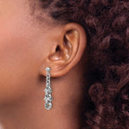 Sterling Silver Rhodium-plated Link Dangle Post Earrings