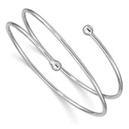 Sterling Silver 925 Flexible Slip-On Bangle with Rhodium Polished Finish