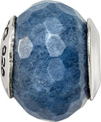 Sterling Silver 925 Dark Blue Quartz Bead with Polished Finish