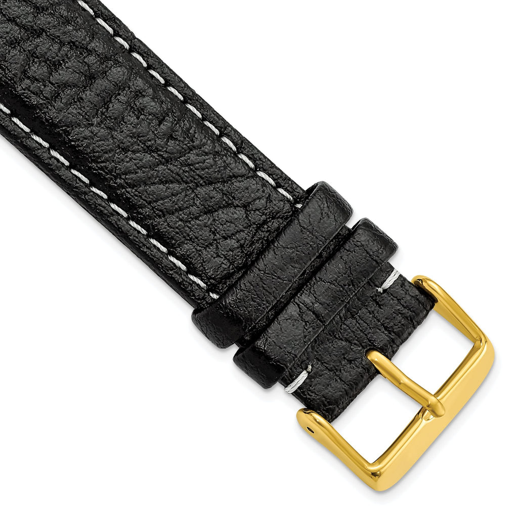Black Leather Sport Watch Band in Matte Finish, 18mm