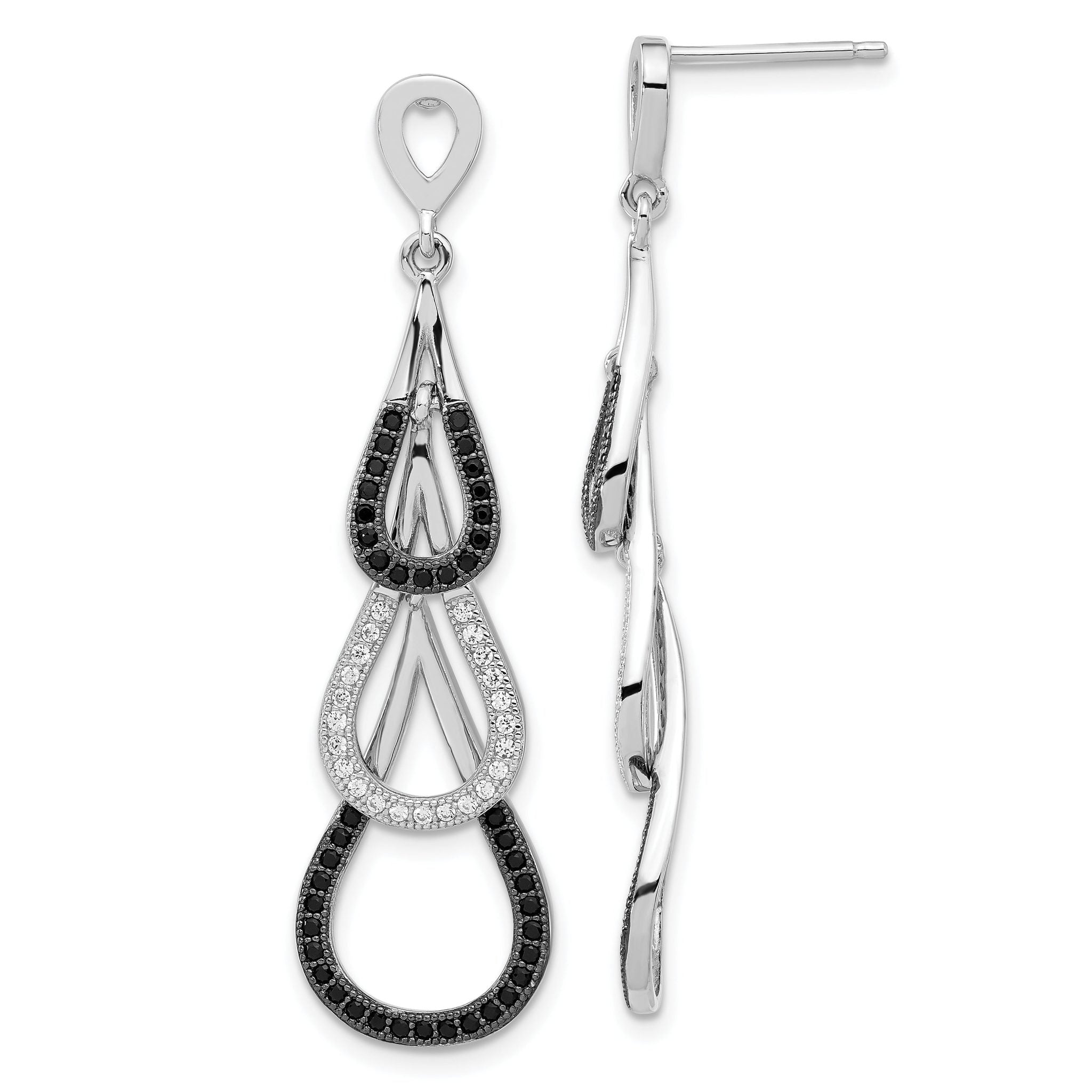 Sterling Silver 925 Teardrop Dangle Earrings with Multicolor CZ Main image
