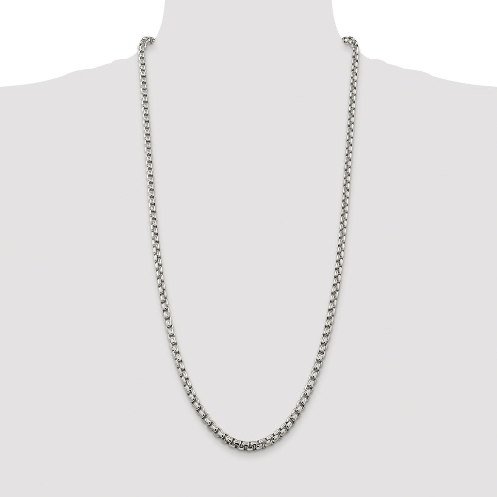 Sterling Silver Rhodium-plated 5.2mm Round Box Chain