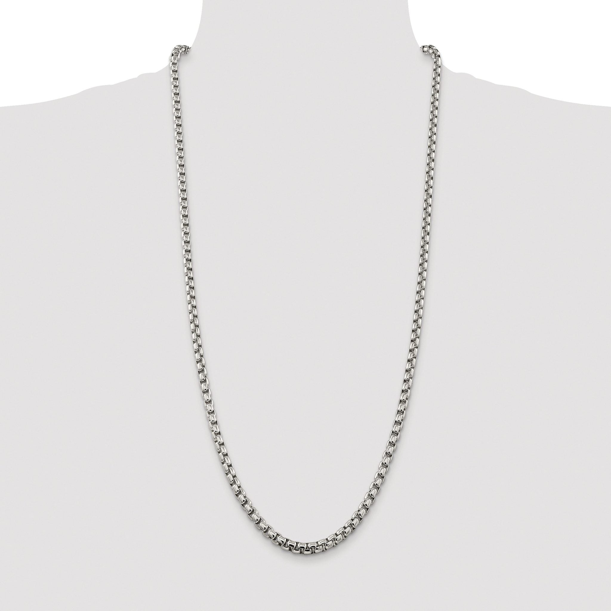 Sterling Silver Rhodium-plated 5.2mm Round Box Chain