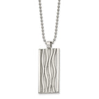 Chisel Stainless Steel Polished and Textured Wave Design Dog Tag on a 22 inch Ball Chain Necklace