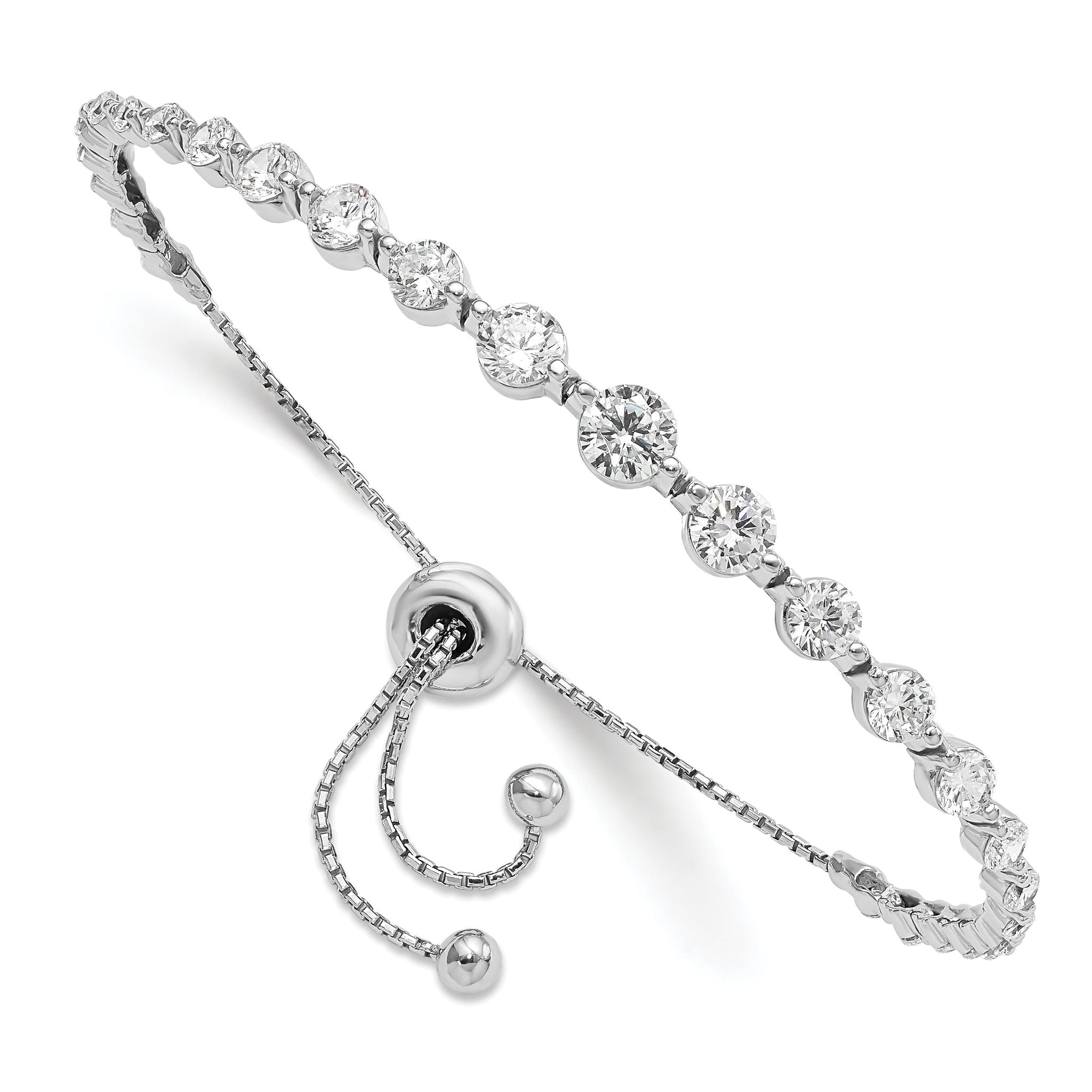 Sterling Shimmer Sterling Silver Rhodium-plated 29 Stone CZ Adjustable 5 inch up to 8.75 inch Bracelet Main image