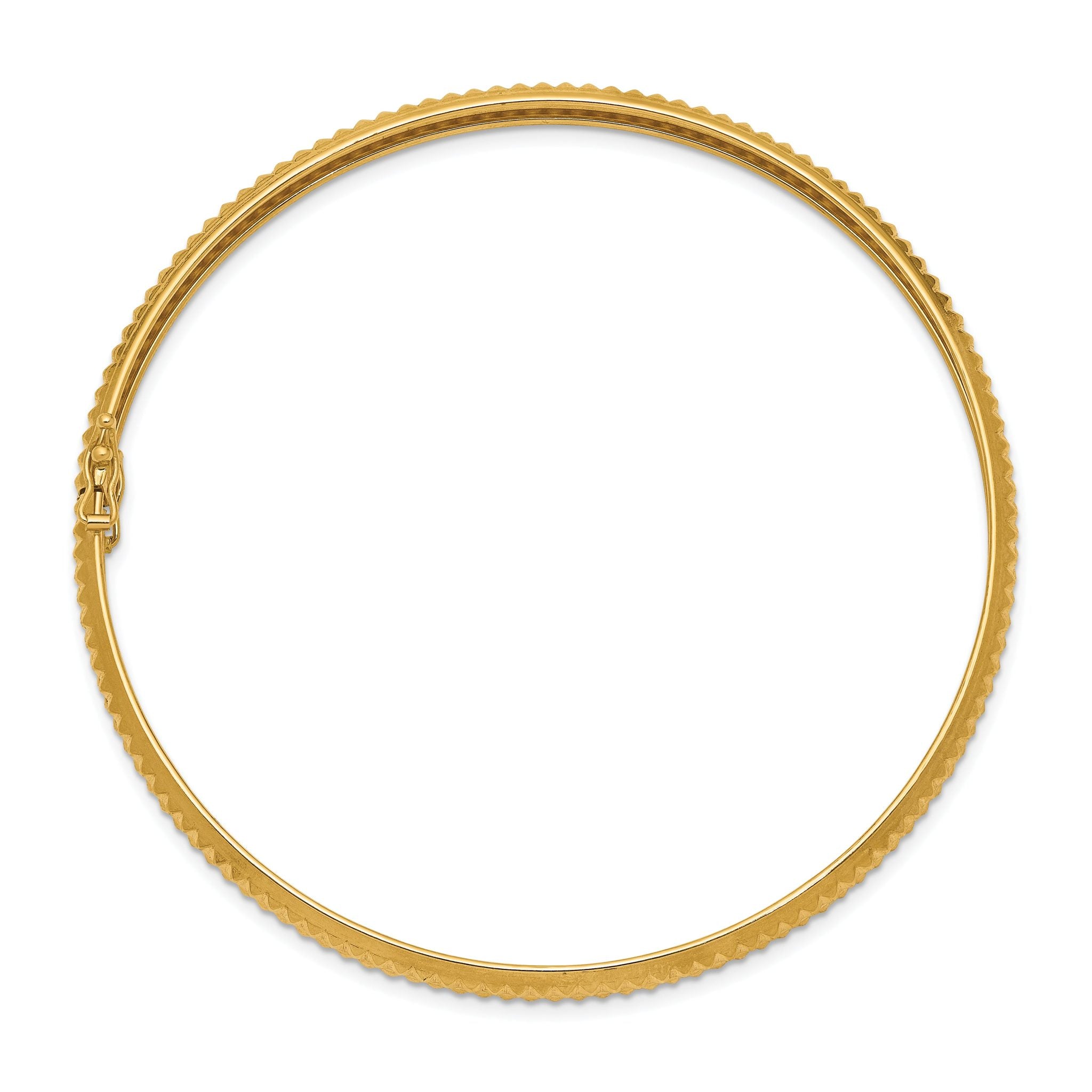14K Yellow Gold Flexible Textured Bangle with Safety Clasp Secondary image