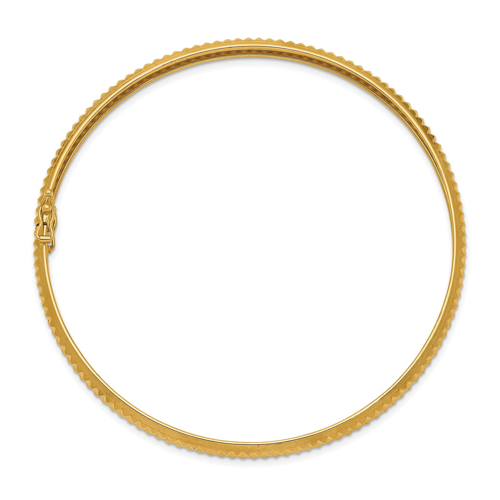 14K Yellow Gold Flexible Textured Bangle with Safety Clasp