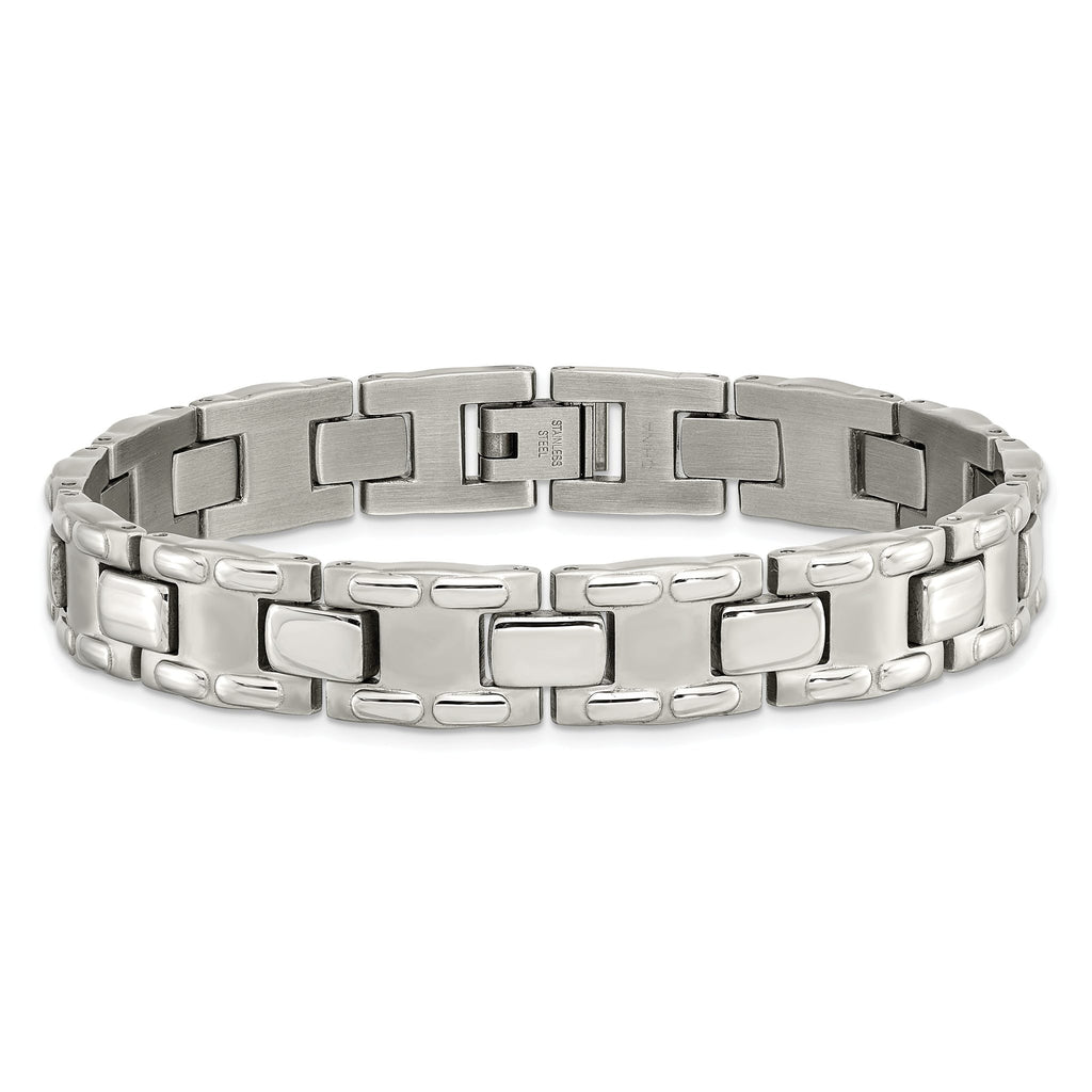 Stainless Steel Brushed and Polished Link Bracelet for Men