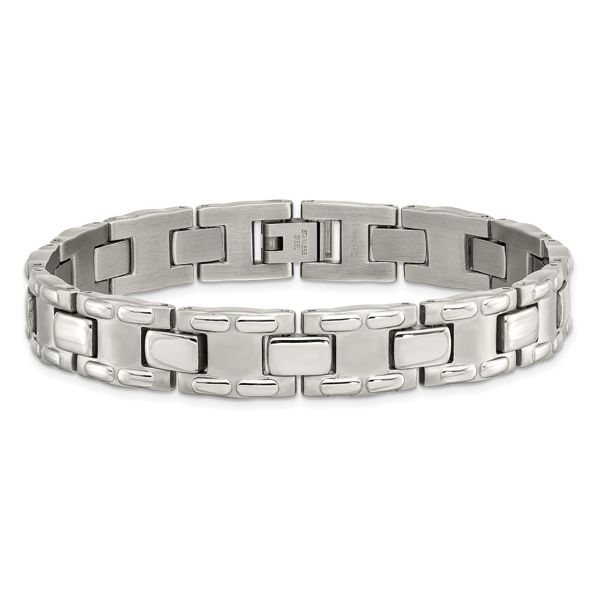 Stainless Steel Brushed and Polished Link Bracelet for Men