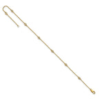 14k Complete 1/6 carat Bezel-set Diamond and Cable Chain 7-Station 9 inch Anklet