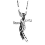 Sophia Jewelers Sterling Silver Diamond Cross Necklace with Rhodium Finish