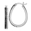 Sterling Silver Platinum-Plated Black & White Diamond Hoop Earrings   Elegant Hinged Design