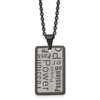 Chisel Stainless Steel Brushed and Polished Black IP-plated Power and Passion Pendant on a 22 inch Cable Chain Necklace
