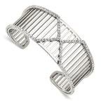 Stainless Steel 25mm Polished with Crystals X Cuff Bangle Bracelet for Women