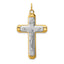 Sterling Silver 925 Polished Satin Cross Pendant with Rhodium Plating