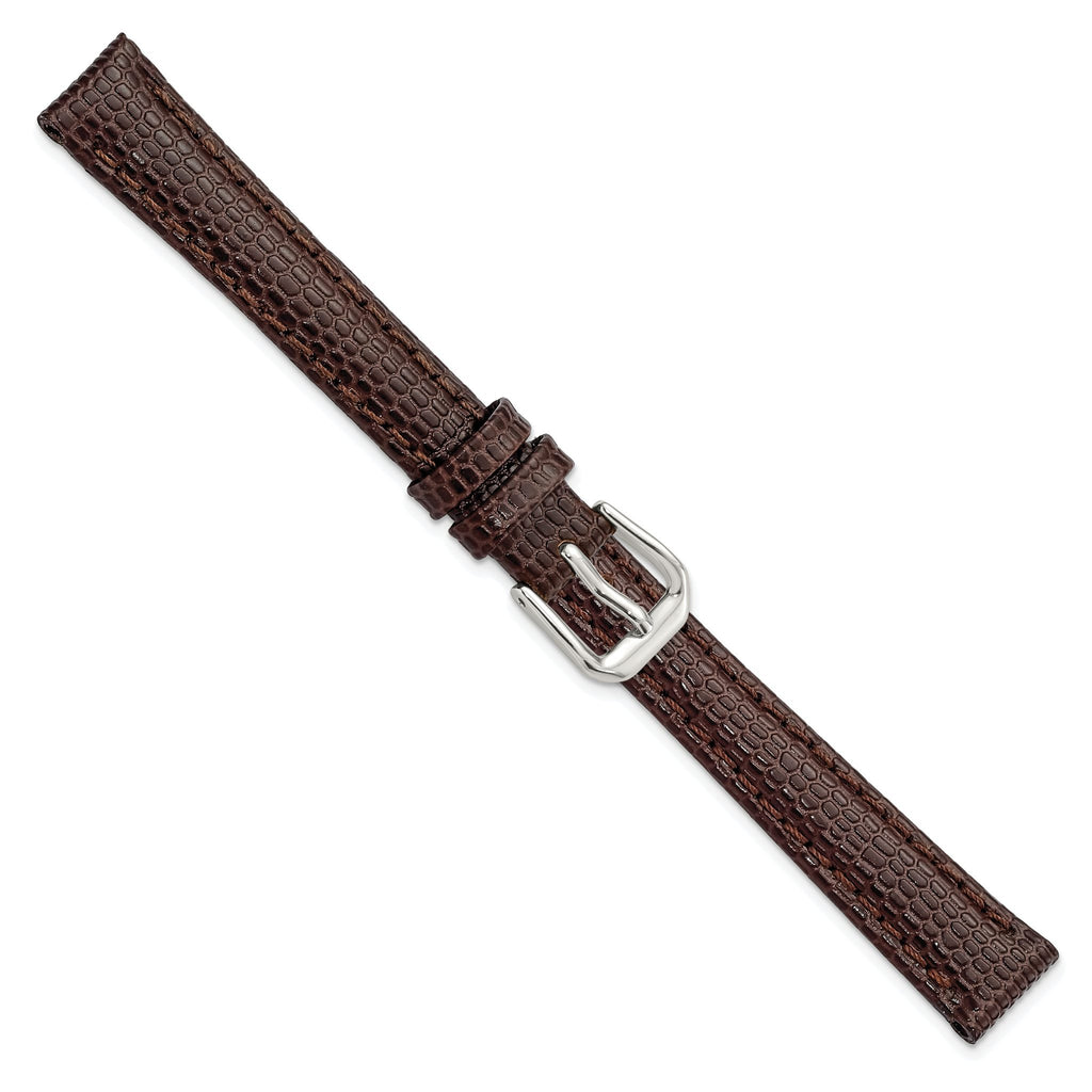 Lizard Grain Watch Band in Dark Brown Leather, 16mm