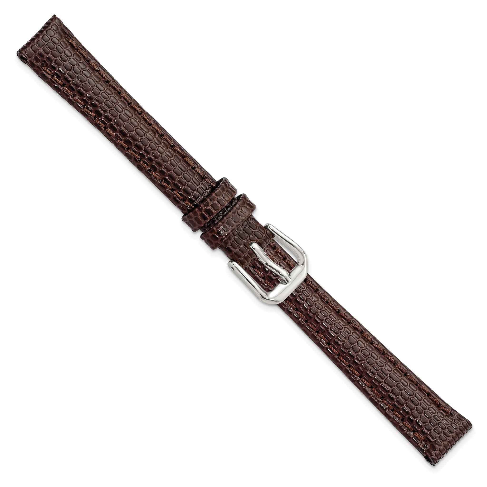 Lizard Grain Watch Band in Dark Brown Leather, 16mm