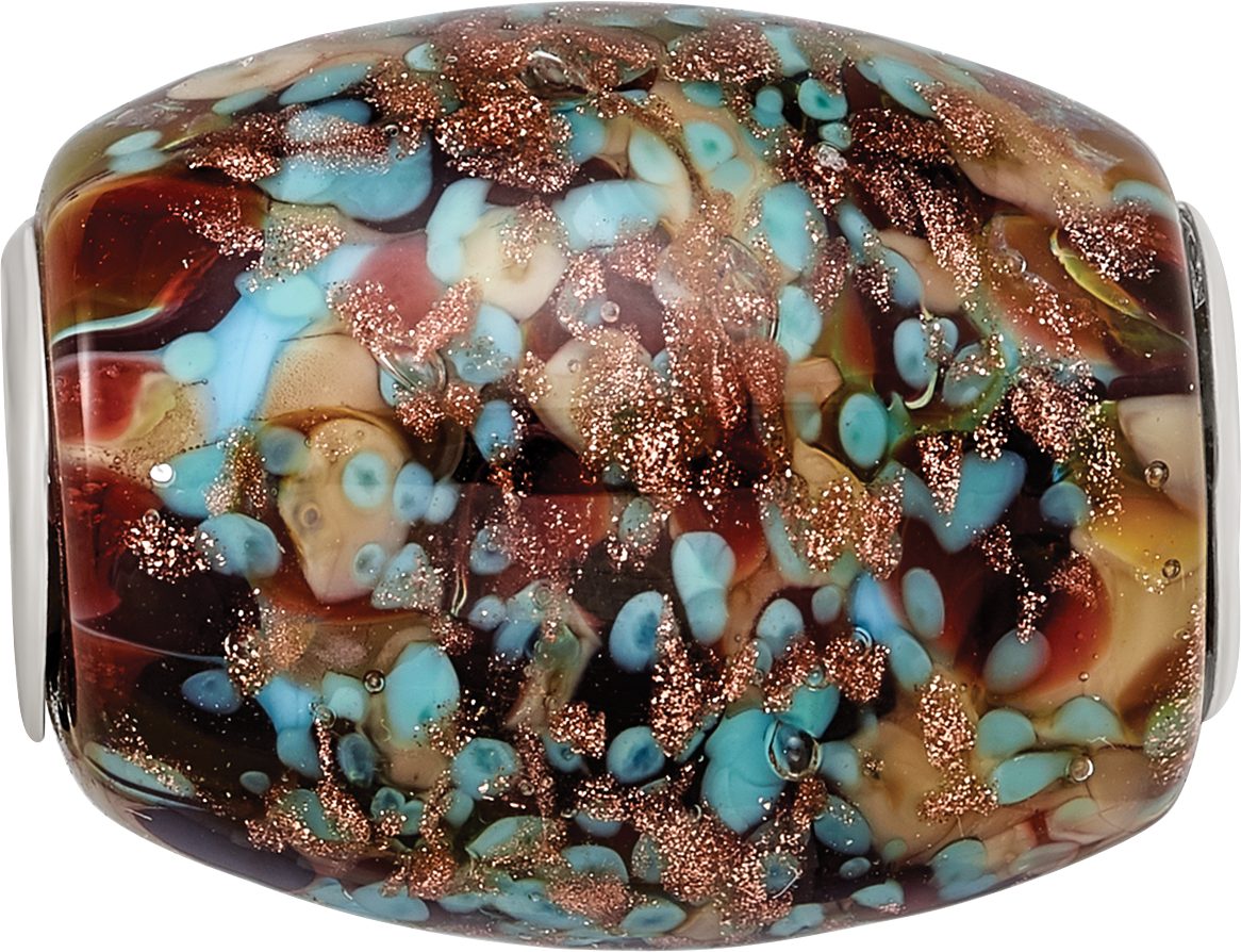 Ster.Silver Reflections Multi-color Glitter Desert Sunset Fenton Glass Bead
