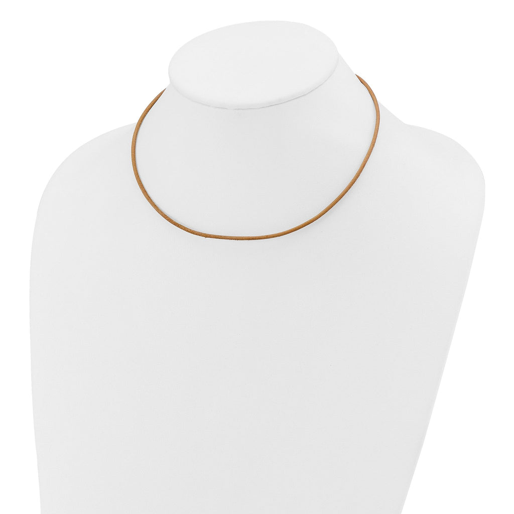 14k Yellow Clasp 2mm 16 inch Natural Leather Cord Necklace