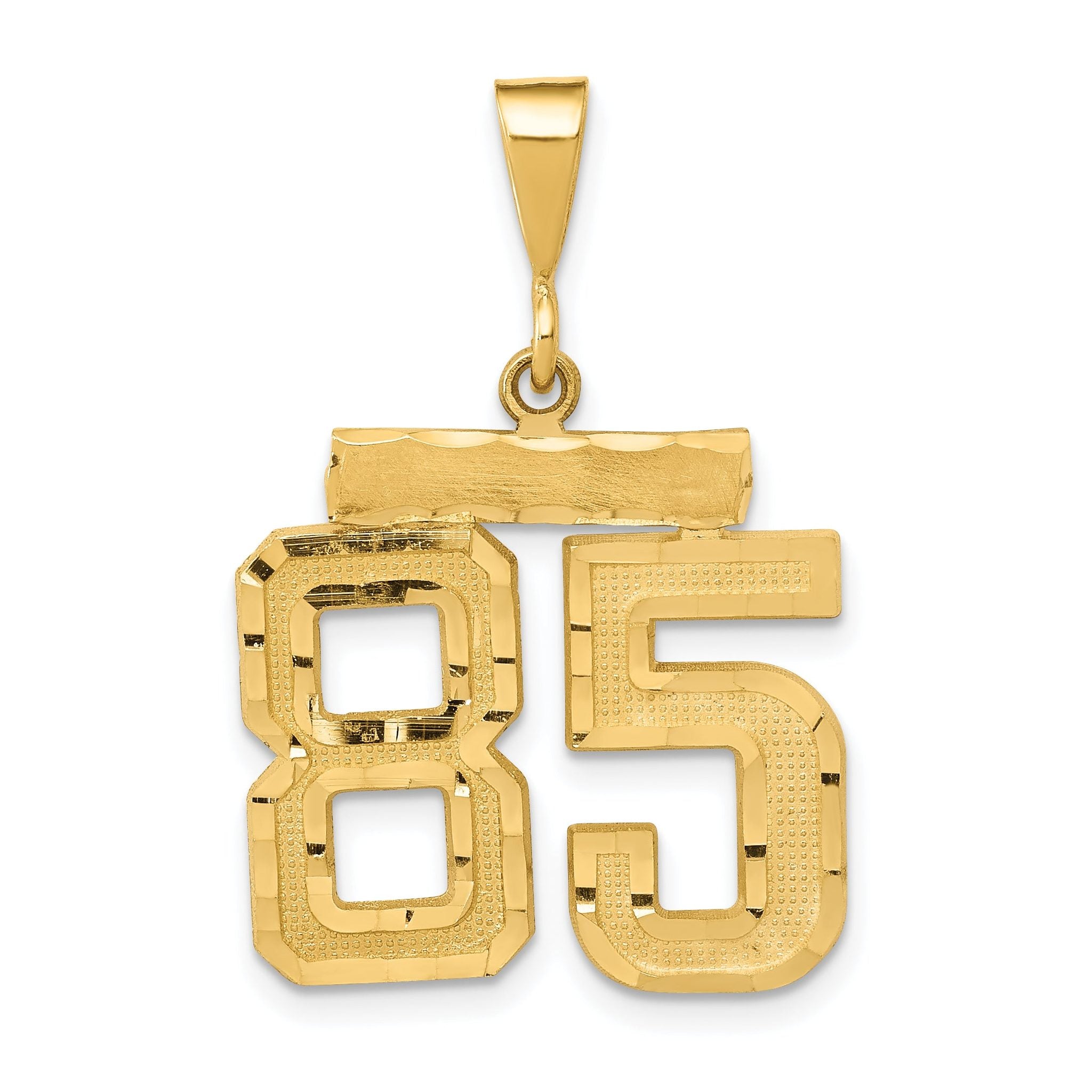 14K Gold Diamond-Cut Number 85 Charm with Polished Finish Medium Size