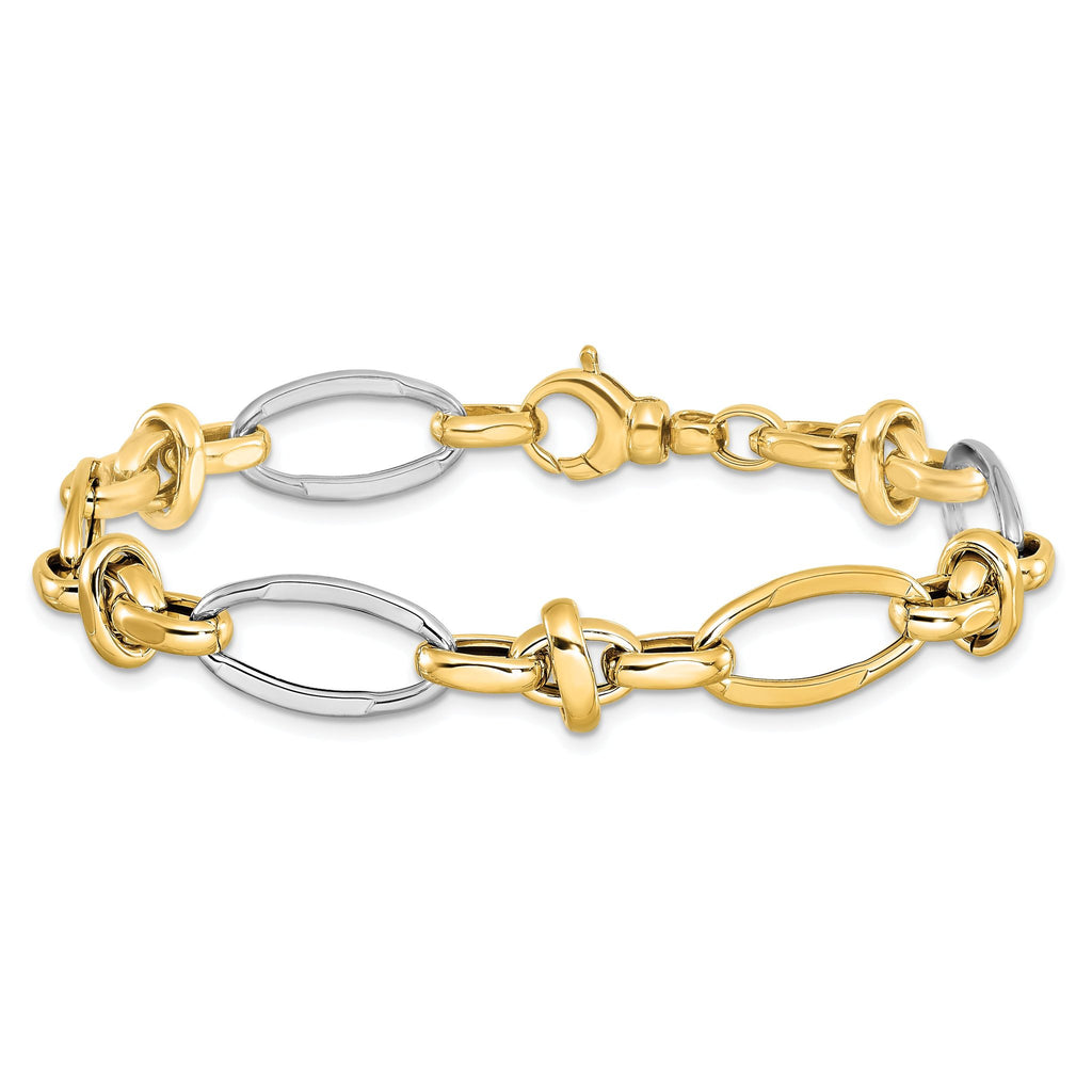 14K Two-tone Polished Fancy Link Bracelet