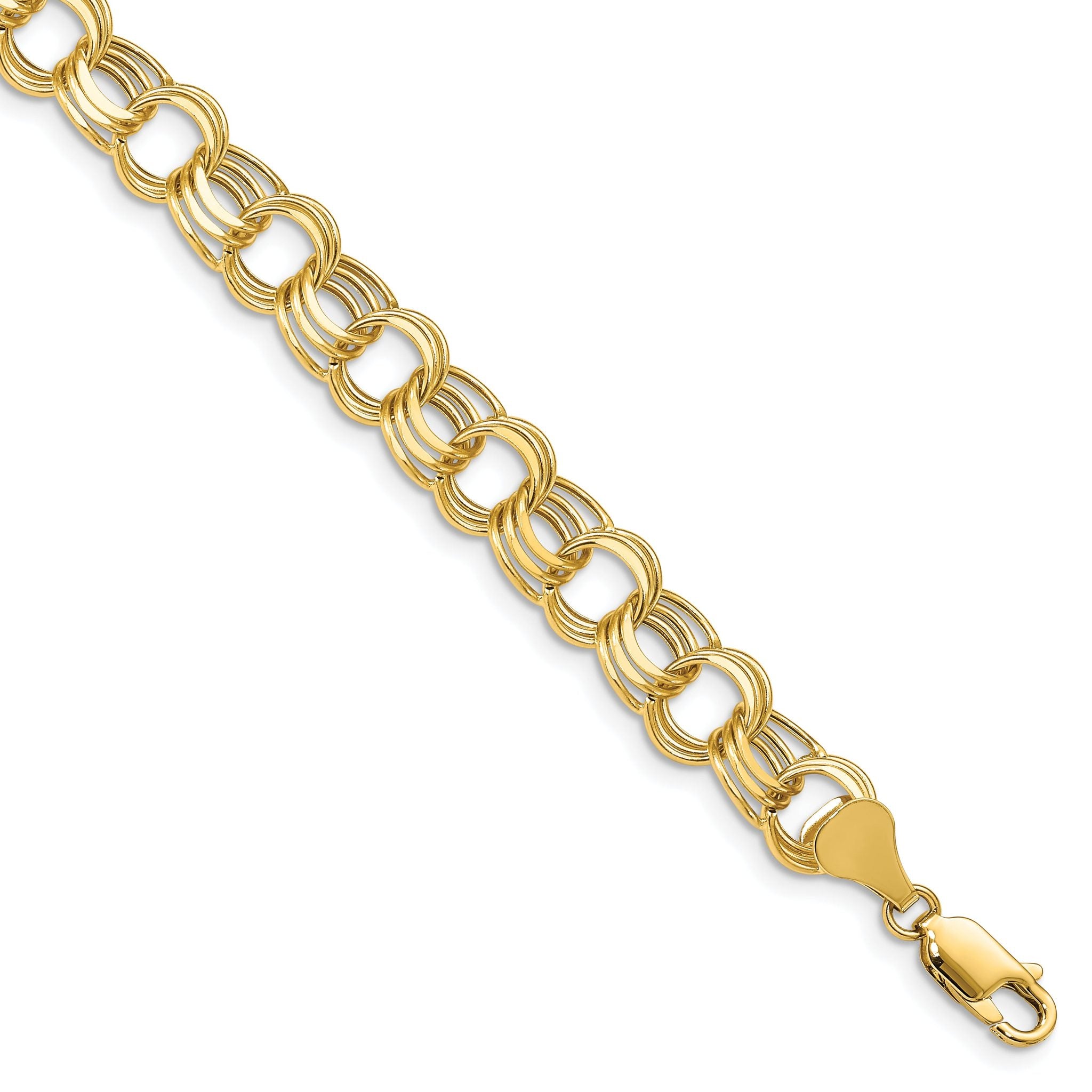 10k Lite 8.5mm Triple Link Charm Bracelet Main image