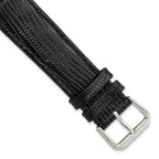 Snake-Grain Leather Watch Band in Black with Silver-Tone Buckle, 16mm