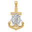 14K Gold Mariners Crucifix Pendant with Rhodium Polished Finish