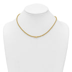 14k Polished and Textured Twisted with Bead 17 inch Necklace