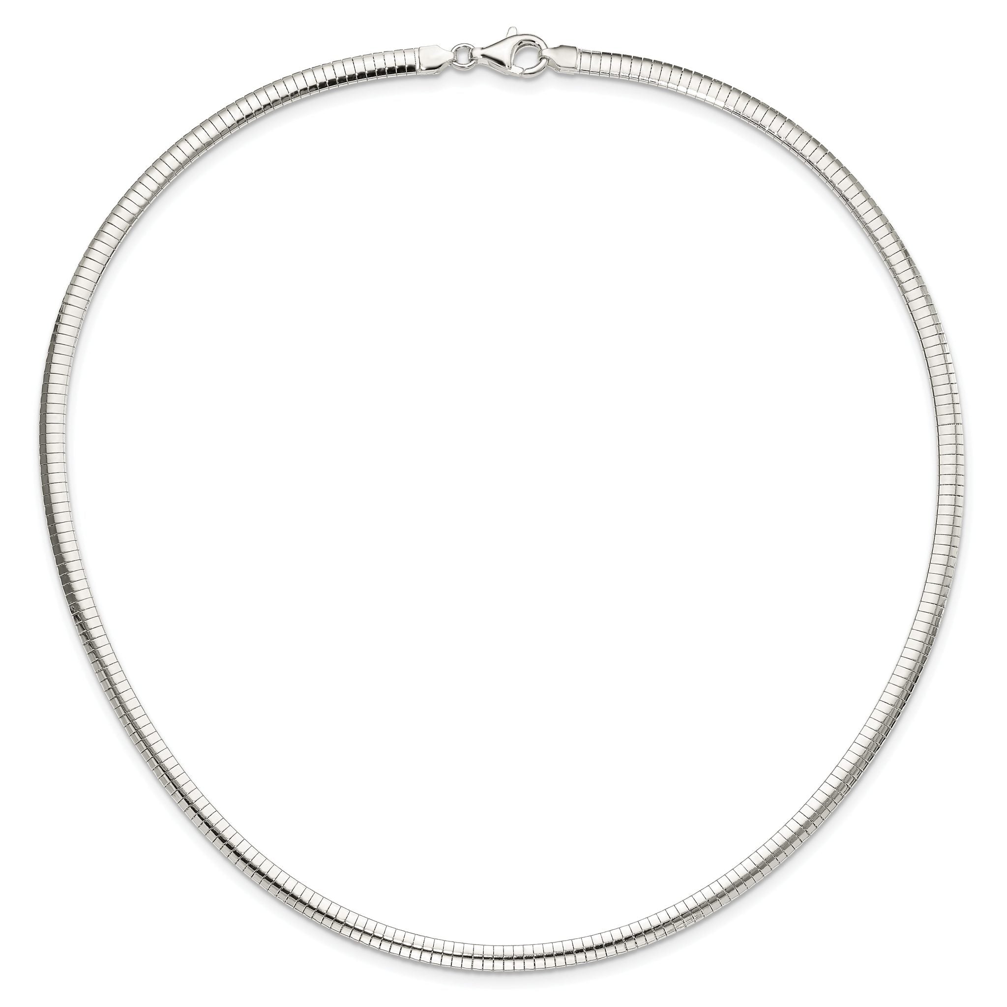 Sterling Silver 925 Omega Necklace, 18 Inch, 4mm Width, Polished Finish, Lobster Clasp Secondary image