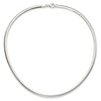 Sterling Silver 925 Omega Necklace, 18 Inch, 4mm Width, Polished Finish, Lobster Clasp