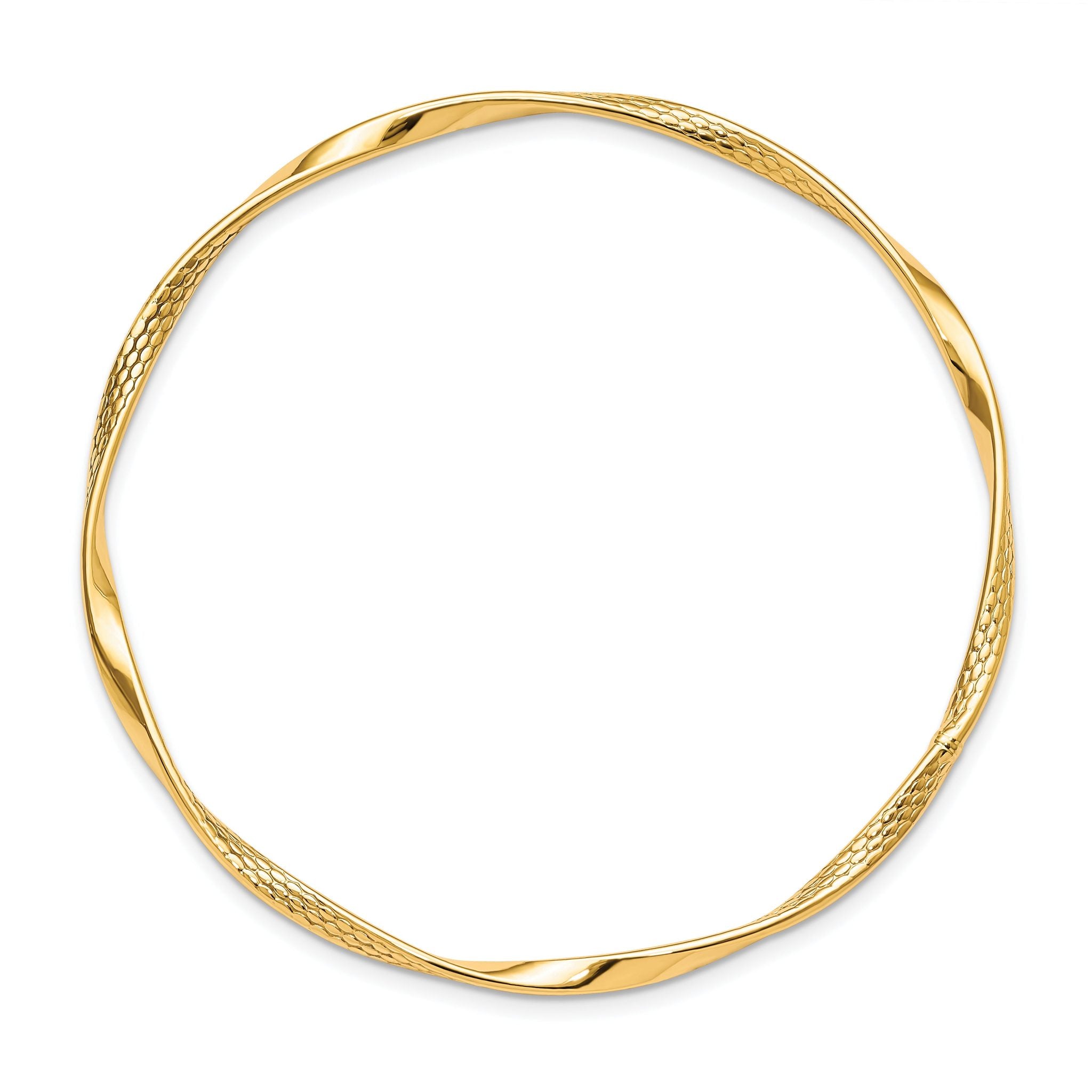 10K Yellow Gold Twisted Bangle with Polished Finish and Lifetime Warranty Secondary image