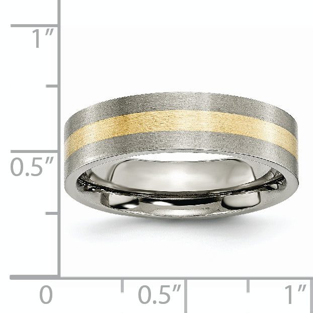 Inlay Wedding Band in Titanium & 14K Gold, 6mm