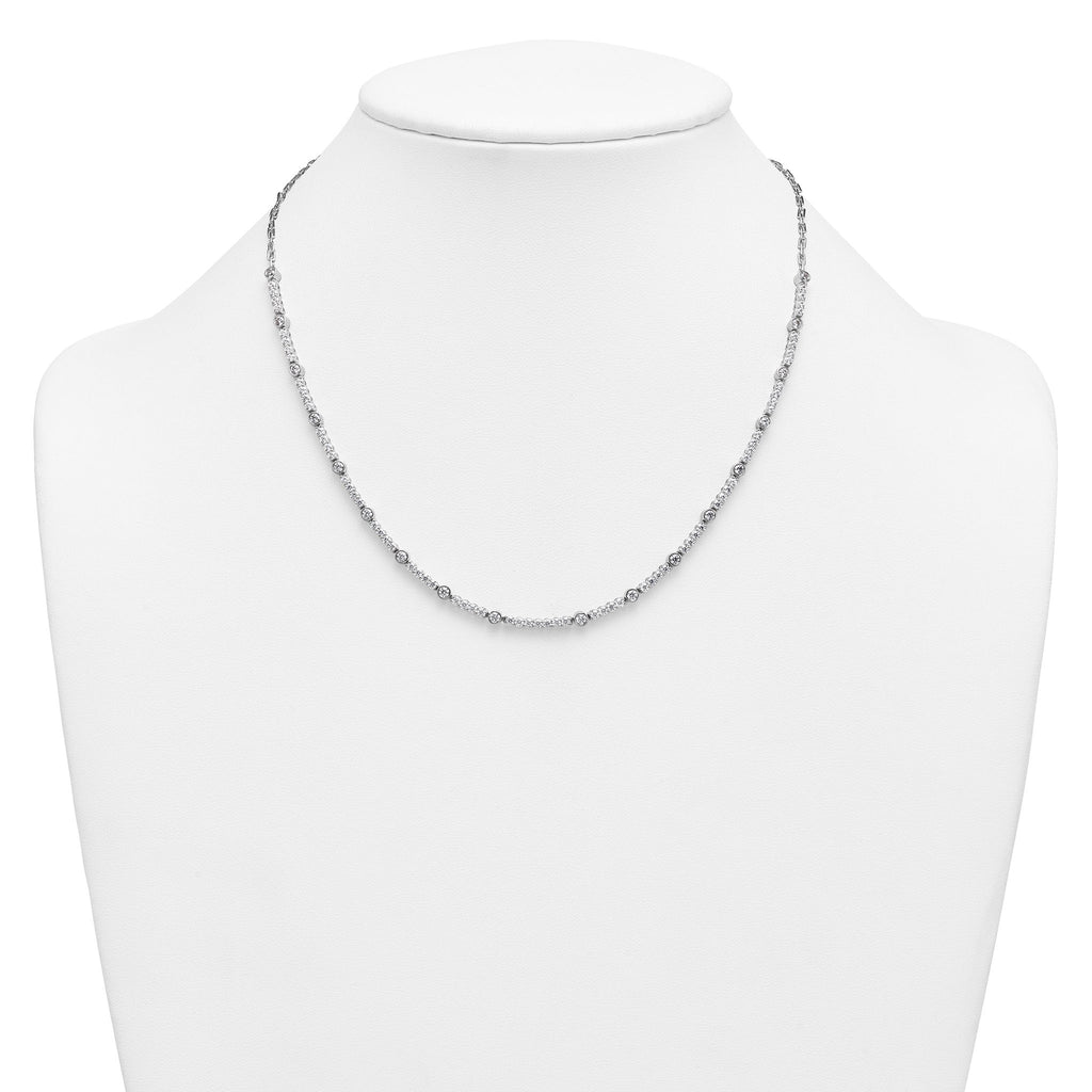14k White Gold 3 1/2 carat Lab Grown Diamond VS+ F+ Complete 18 inch Fashion Tennis Necklace