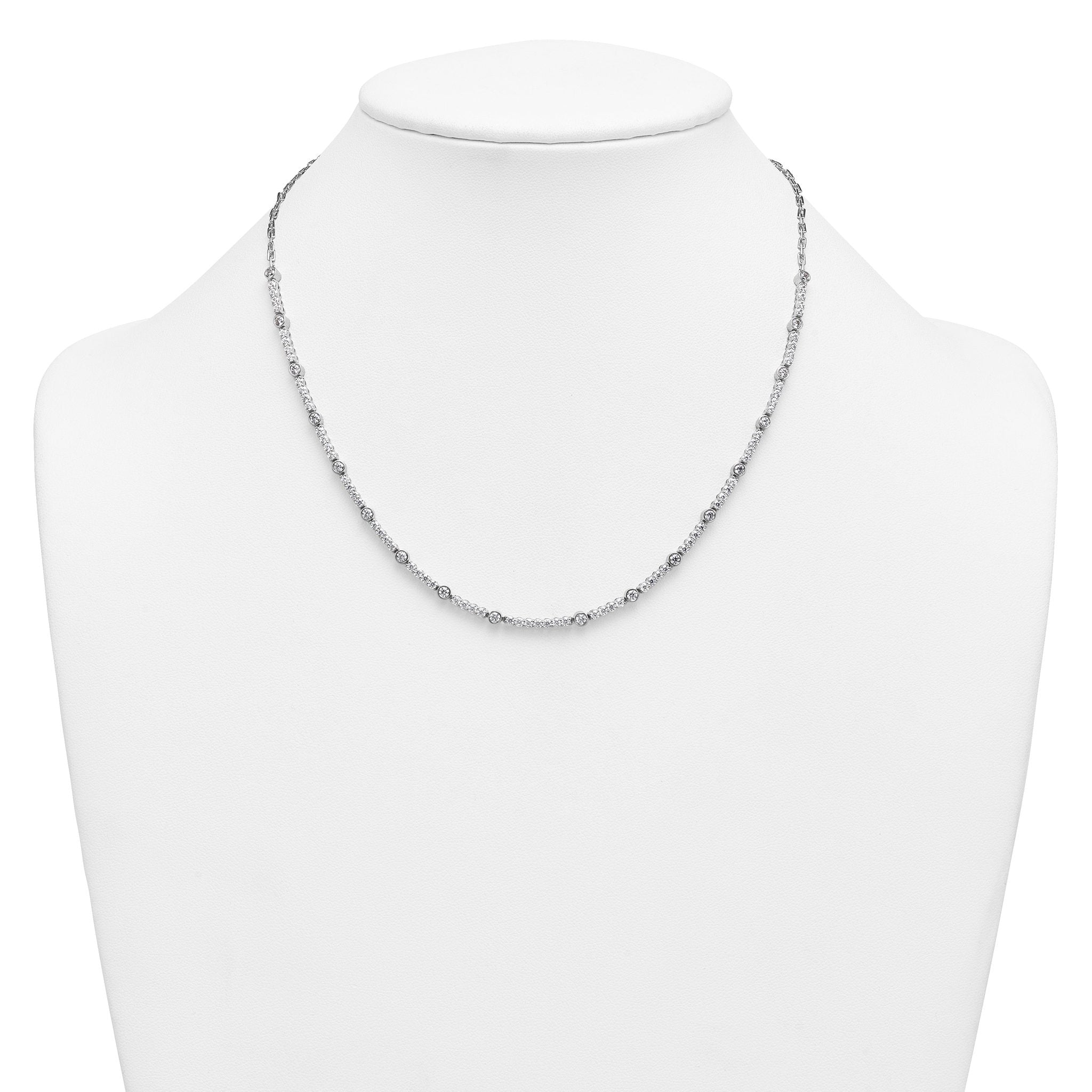 14k White Gold 3 1/2 carat Lab Grown Diamond VS+ F+ Complete 18 inch Fashion Tennis Necklace