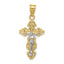 14K Two-Tone Gold Crucifix Pendant Elegant, Small, Narrow Design