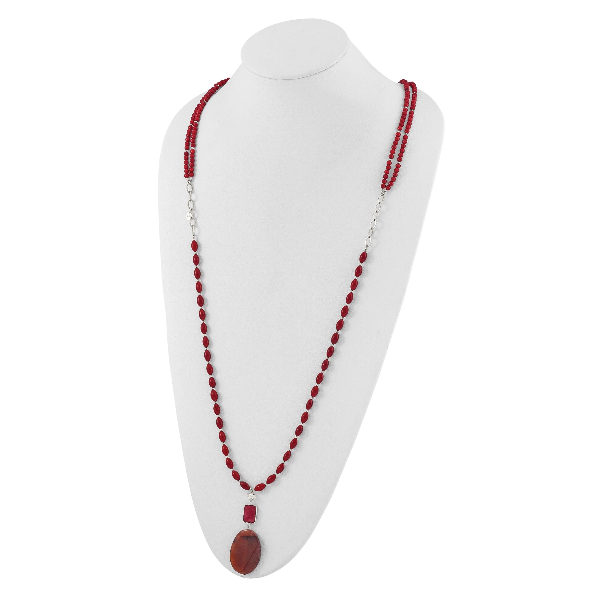 Sterling Silver Multi Stone Adjustable 17in or 40in Necklace Secondary image